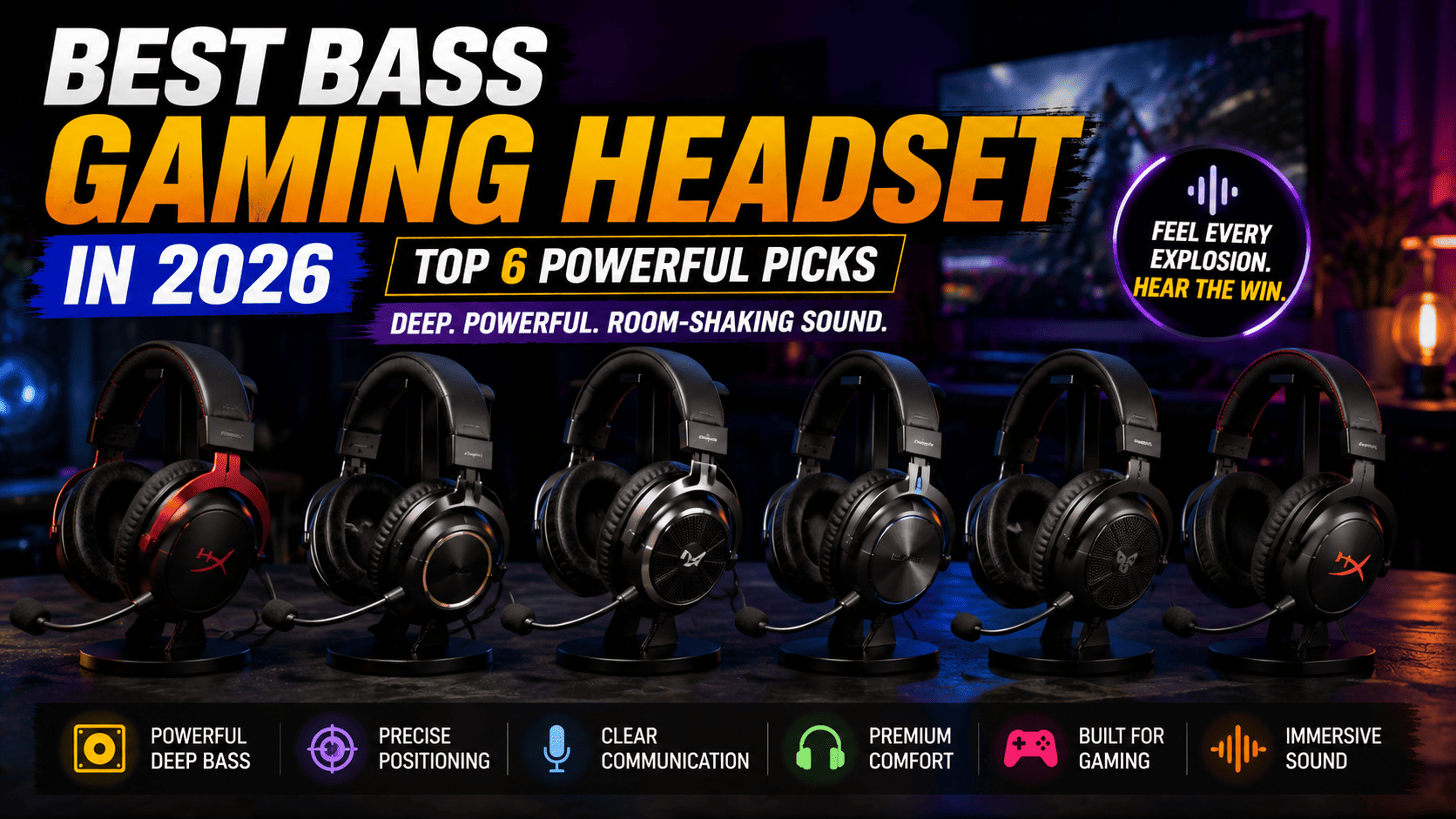 Best bass gaming headset 2026 — powerful bass gaming headphones with deep low-end sound for PC, PS5, and Xbox